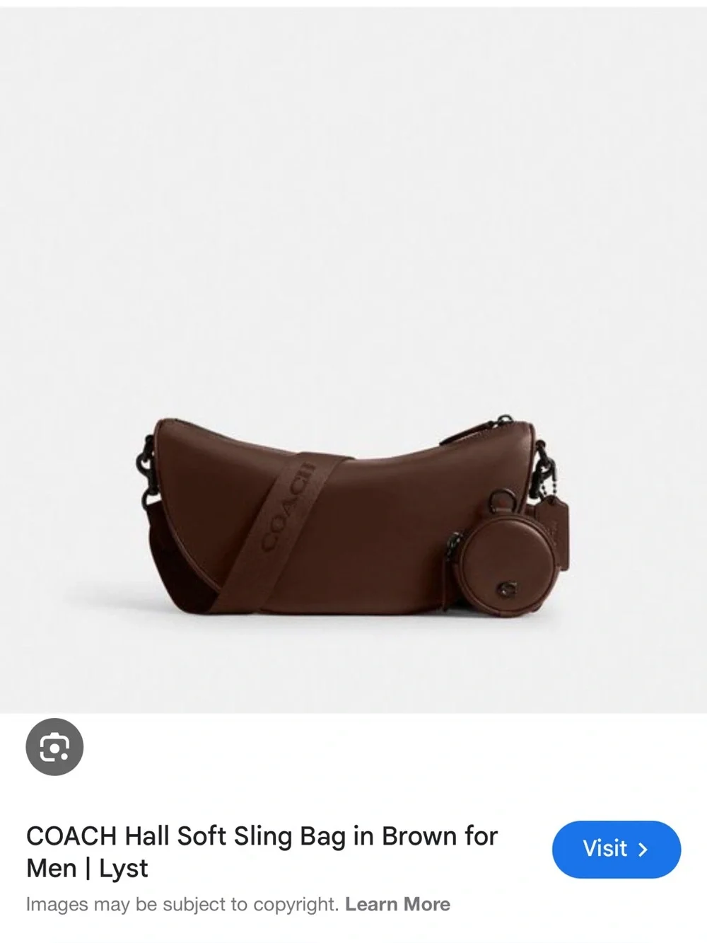 Coach Soft Hall Sling Bag in Dark Brown (maple) with Coin Pouch - Picture 3 of 4